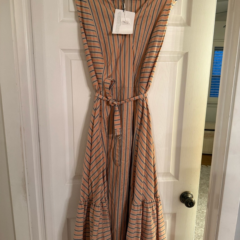 Akris Punto Striped Maxi Dress - Blue and Orange
